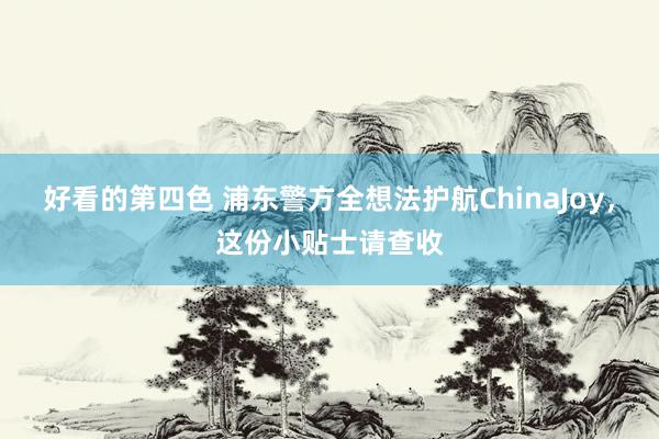 好看的第四色 浦东警方全想法护航ChinaJoy，这份小贴士请查收