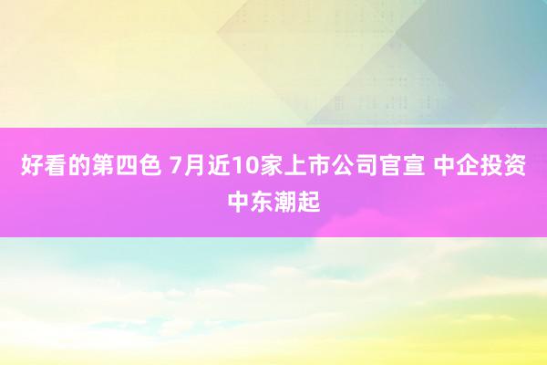 好看的第四色 7月近10家上市公司官宣 中企投资中东潮起