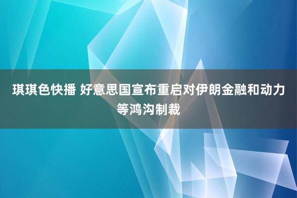 琪琪色快播 好意思国宣布重启对伊朗金融和动力等鸿沟制裁